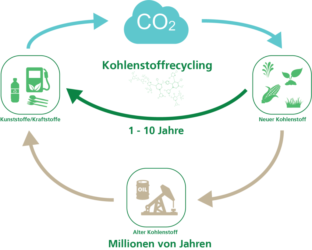 Biokunststoffe 101. Modell des Kohlenstoffkreislaufs.