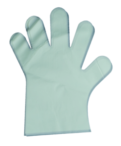 Natur-Bag compostable foodservice gloves. A final product of Natur-Tec's compostable film.